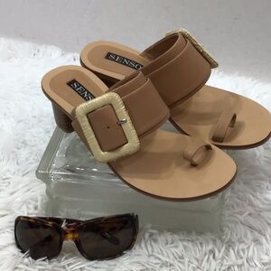 Senso Tan leather Sandals with raffia Buckle 37